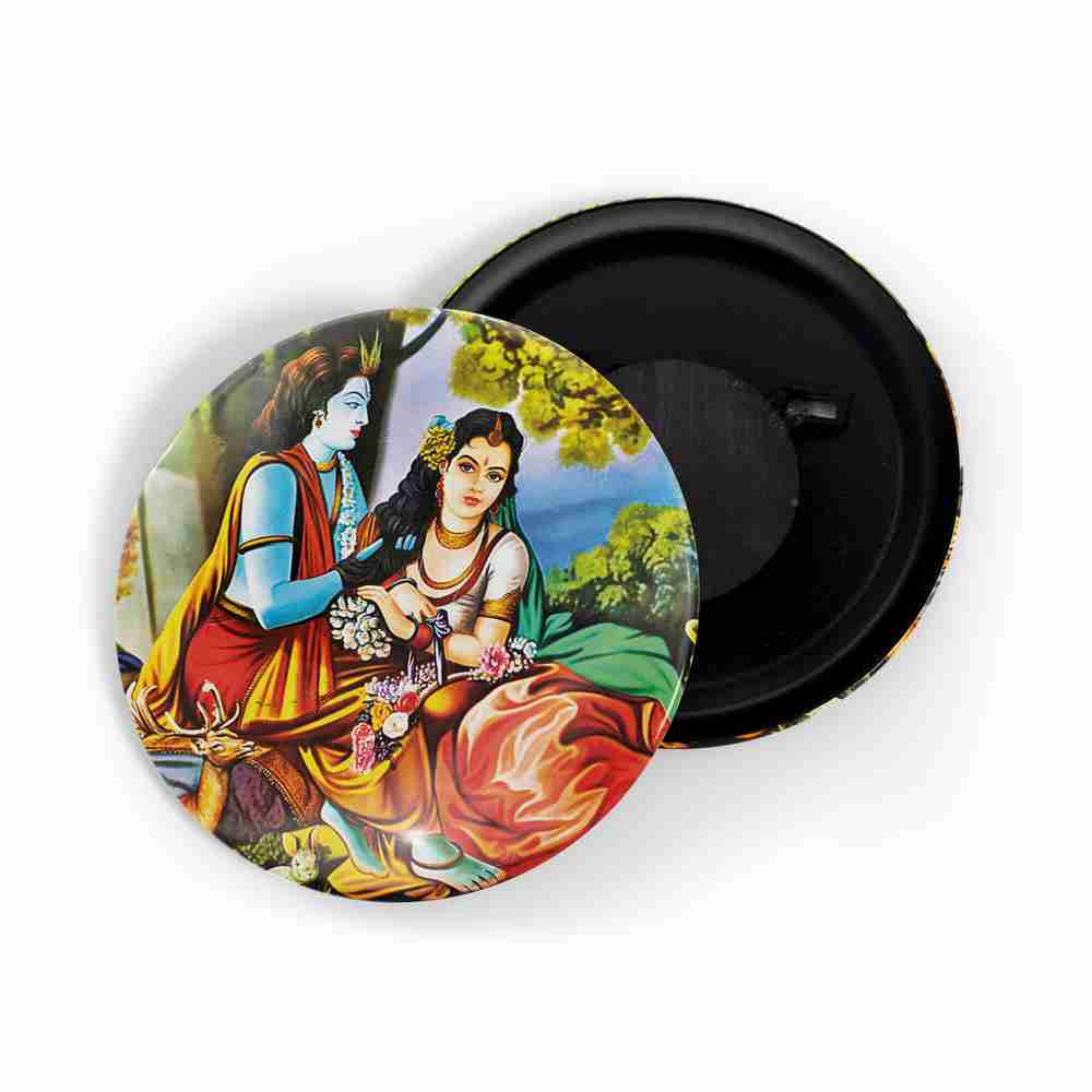 dhcrafts Fridge Magnet Multicolor Radha Krishna D7 Glossy Finish Design Pack of 1 (58mm)
